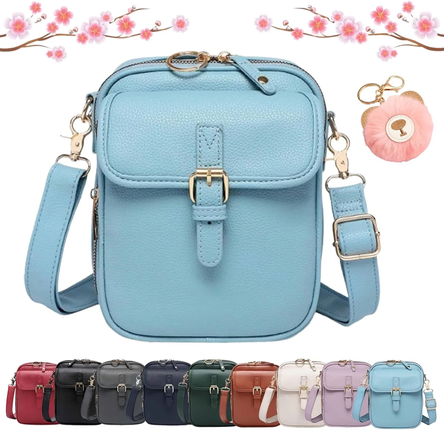 Collaboraten Crossbody Leather Bag, Vintage Anti Theft Crossbody Bag with 10 Card Slots Shoulder Bag for Women Travel