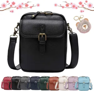 Collaboraten Crossbody Leather Bag, Vintage Anti Theft Crossbody Bag with 10 Card Slots Shoulder Bag for Women Travel