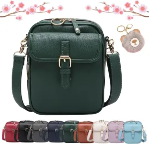 Collaboraten Crossbody Leather Bag, Vintage Anti Theft Crossbody Bag with 10 Card Slots Shoulder Bag for Women Travel