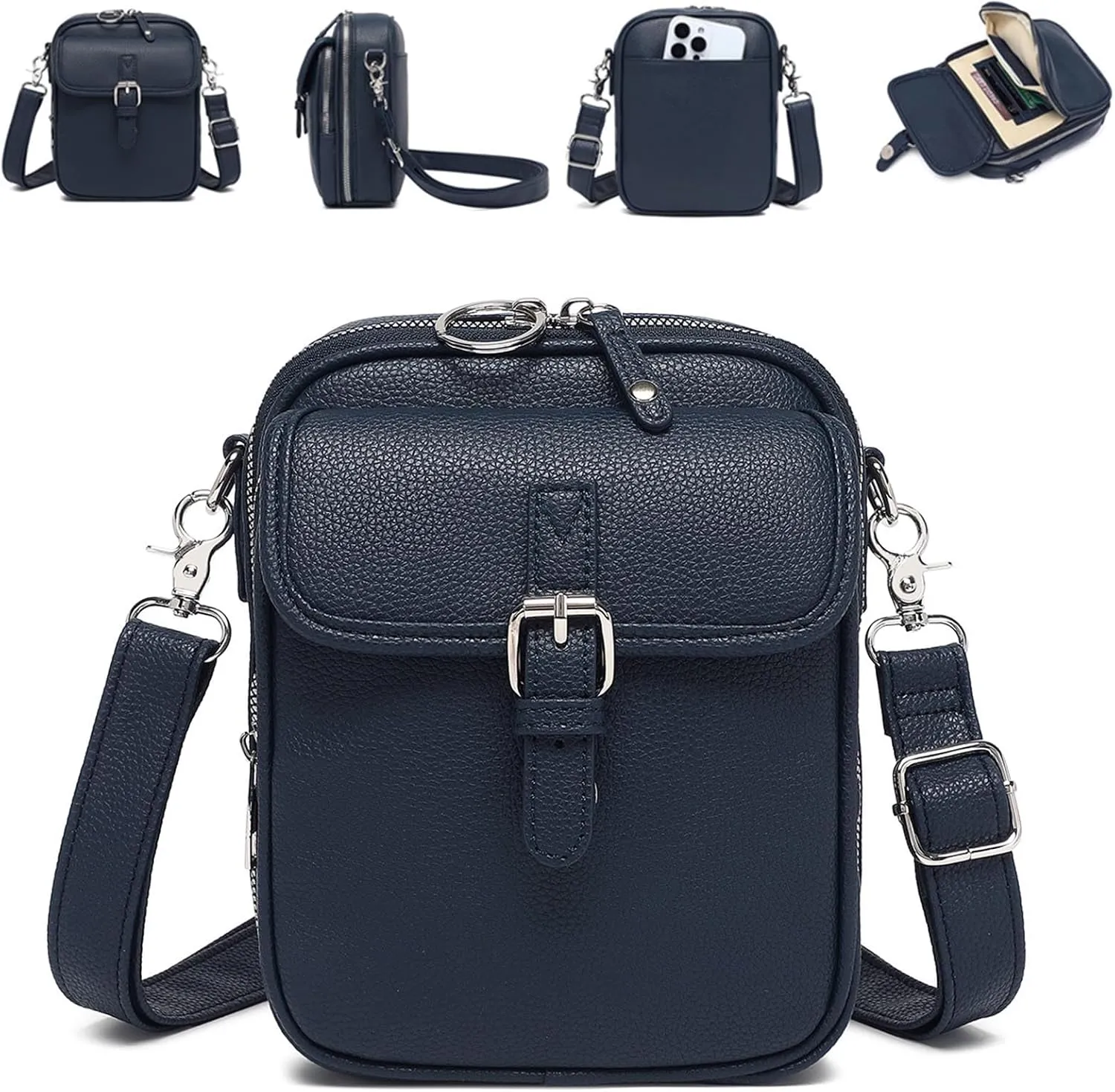 Collaboraten1 Crossbody Leather Bag, Crossbody Leather Bag, Anti-slip Slash Proof Shoulder Bag With 10 Card Slots