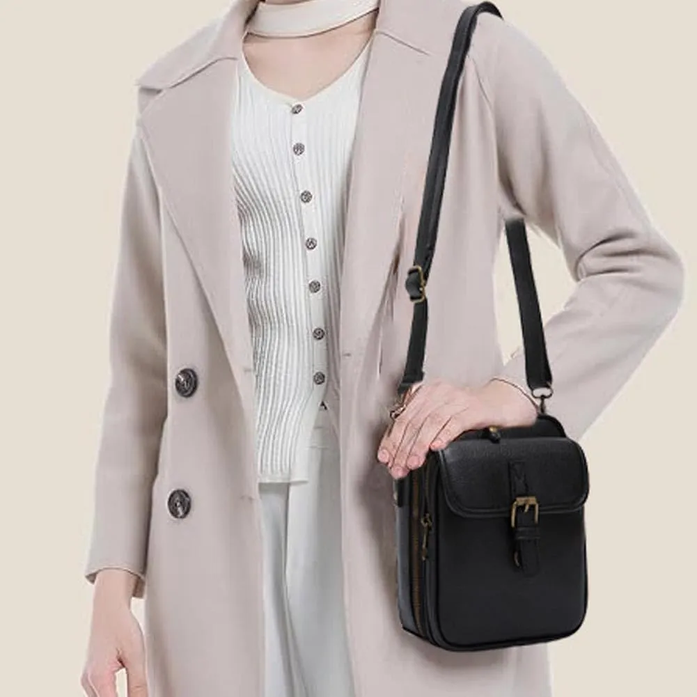 Collaboraten1 Crossbody Leather Bag, Crossbody Leather Bag, Anti-slip Slash Proof Shoulder Bag With 10 Card Slots
