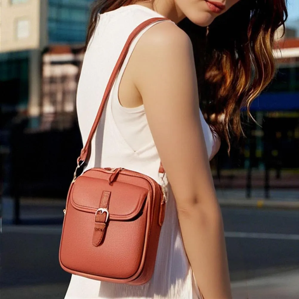 Collaboraten1 Crossbody Leather Bag, Crossbody Leather Bag, Anti-slip Slash Proof Shoulder Bag With 10 Card Slots