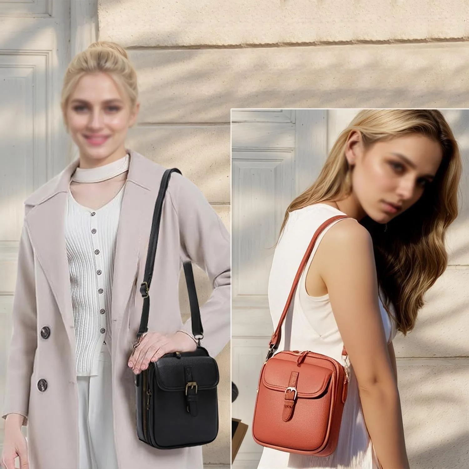 Collaboraten1 Urvashi Crossbody Leather Bag for Women Vintage Shoulder Handbag with Card Slots
