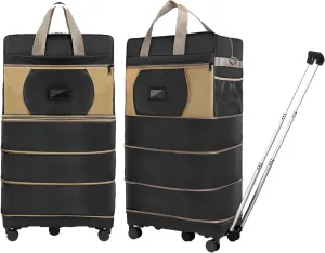 Collapsible Foldable Luggage Bag with Telescoping Handle Expandable Suitcase with Removable Universal Wheels Rolling Large Capacity Travel Bag Duffel Bag for Men Women