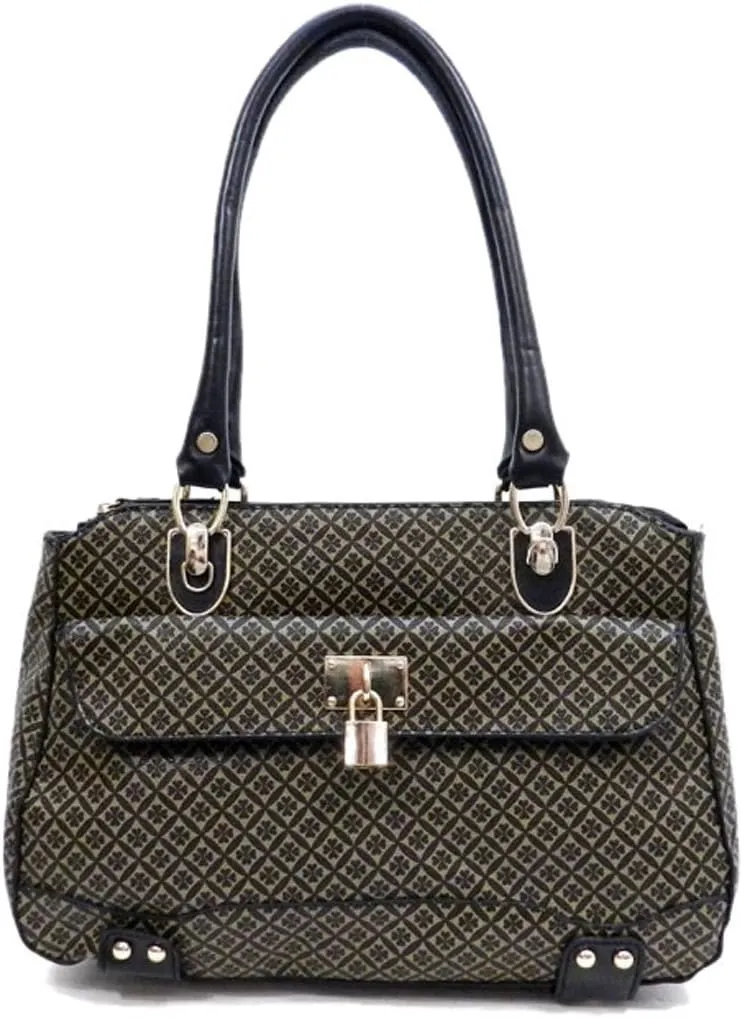 color block Black beige lock signature Satchel wallet Bag set handbag Designer
