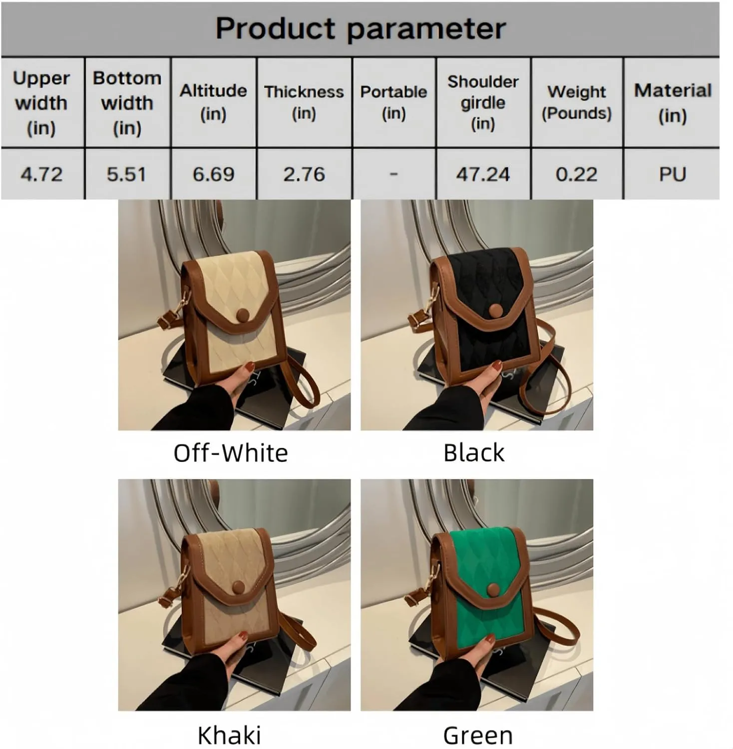 Color-Block Crossbody Bags for Women, PU Cross Body Purses Cute Designer Handbags Shoulder Bag Small Size