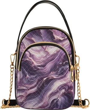 Colorful Cat Friends Women's Crossbody Bags Quilted Purse with Chain Phone Purse Handbag