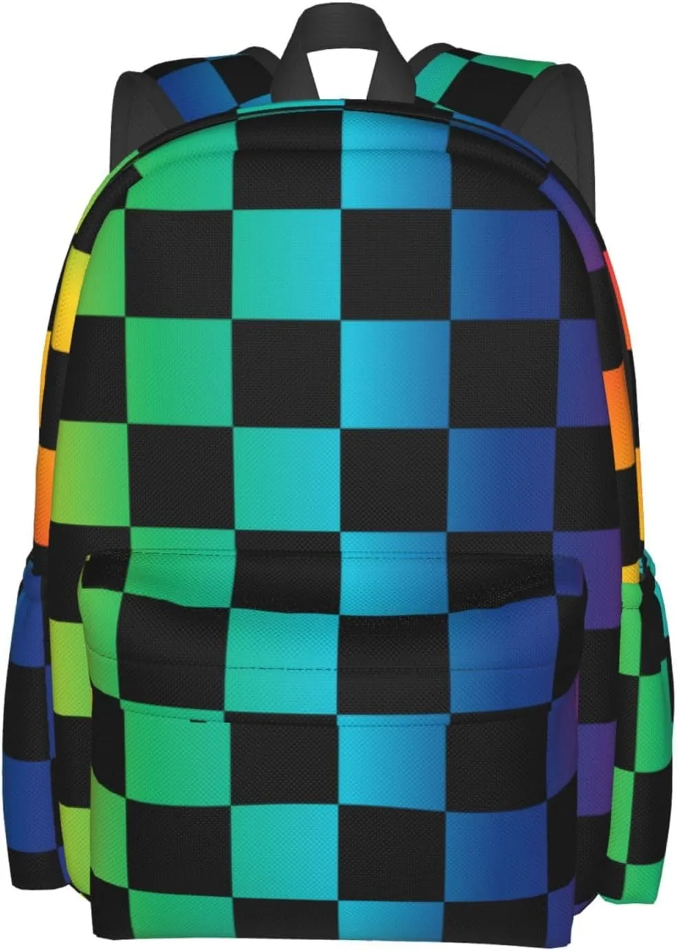 Colorful Checkered Laptop Backpack For Men Women, Lightweight Daypack Bookbag For Daily Commutes Business Travel Hiking