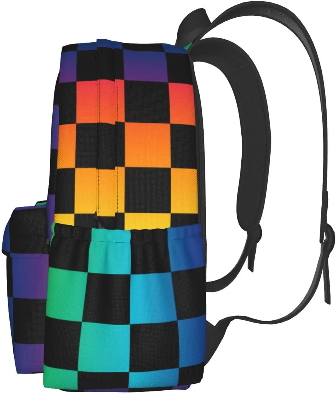 Colorful Checkered Laptop Backpack For Men Women, Lightweight Daypack Bookbag For Daily Commutes Business Travel Hiking