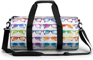 Colorful Eye Glasses Gym Bag Workout Sports Bag Lightweight Tote Duffel Bag Travel Weekender Bag for Women Men