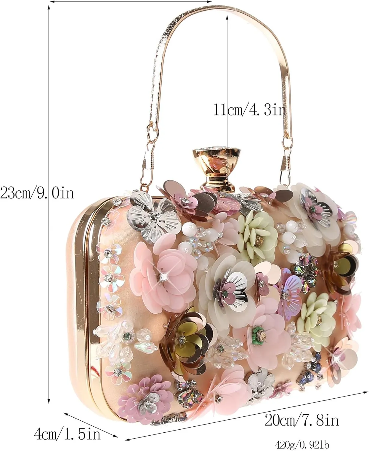 Colorful Rhinestone Flower Clutch Purse for Women Designer Evening Handbag Chain Strap Shoulder bag for Wedding Party