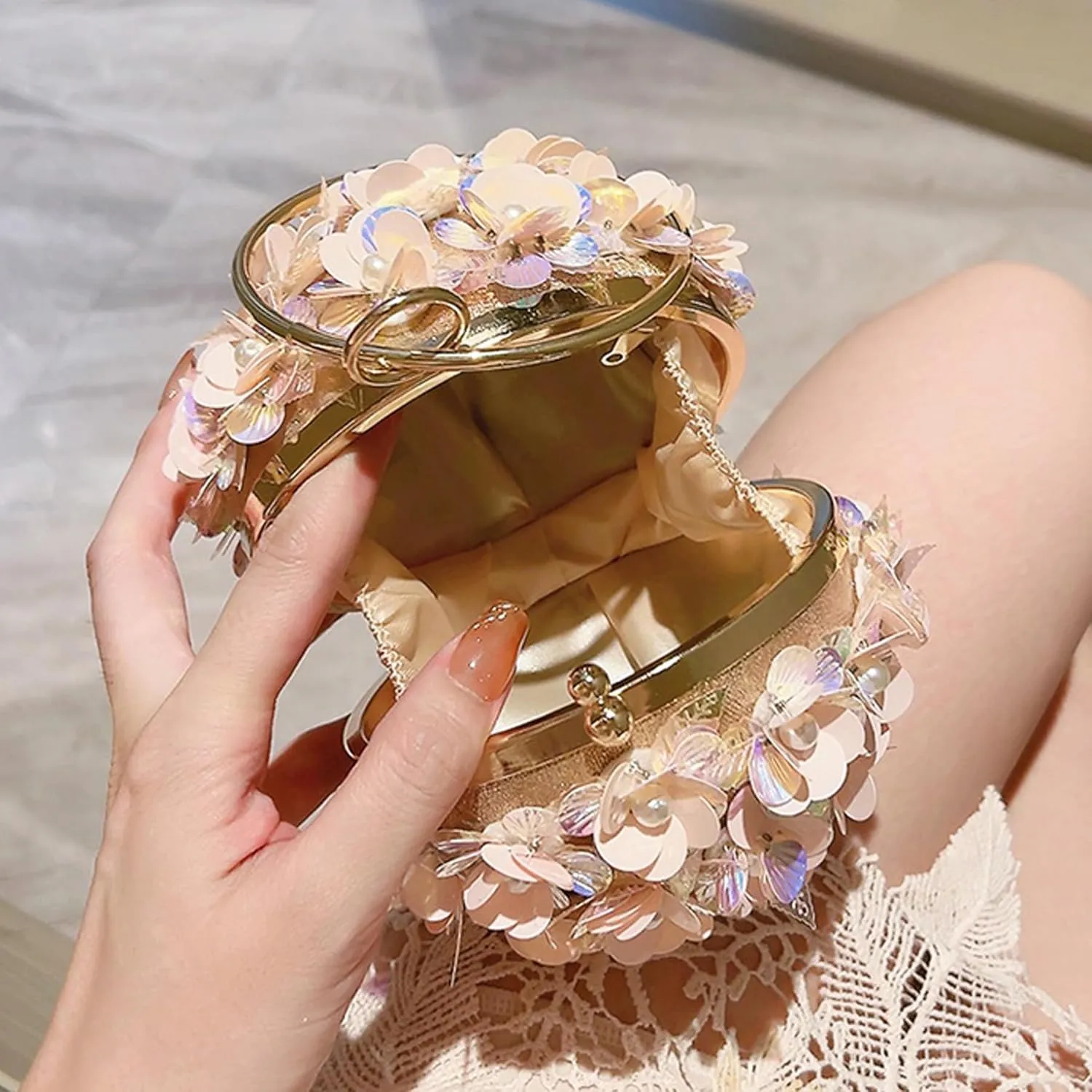 Colorful Rhinestone Flower Clutch Purse for Women Designer Evening Handbag Chain Strap Shoulder bag for Wedding Party