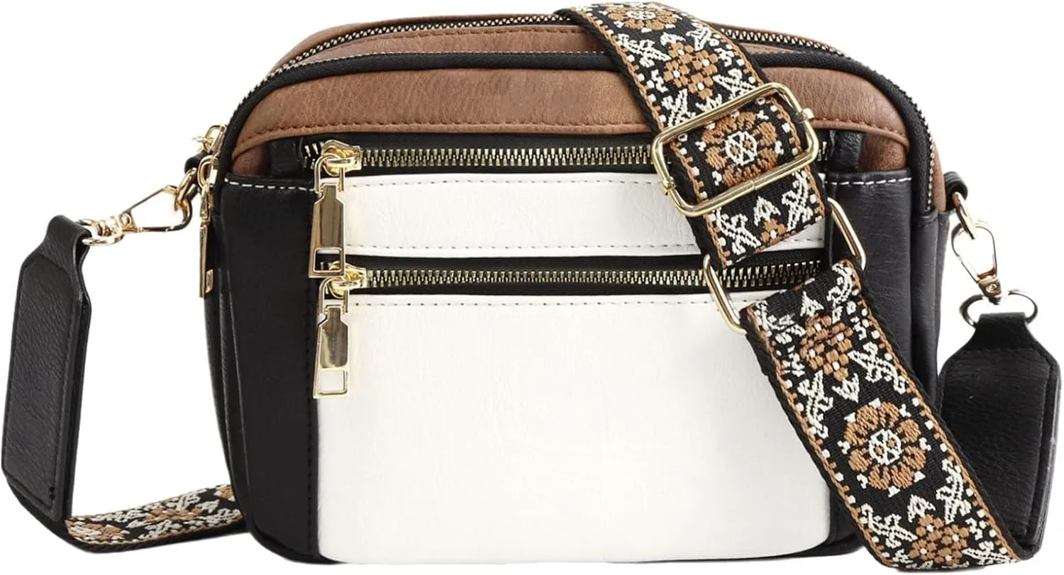 Colorful Straps Crossbody Leather Bags & Purse Vegan Leather Small Crossbody Bag (Mixcolor,One Size)