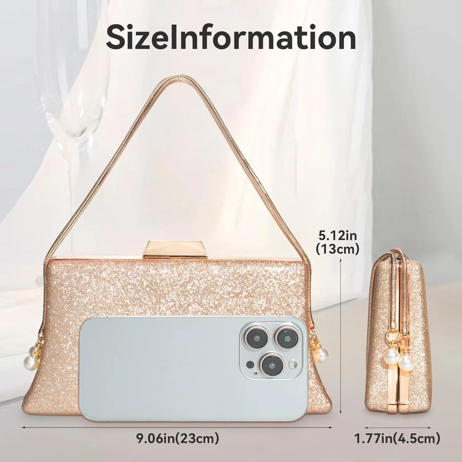 Comeon Evening Clutch Bag for Women Elegant Glitter Sequin Clutch Purses Bling Wedding Handbag Party Cocktail Formal Purse