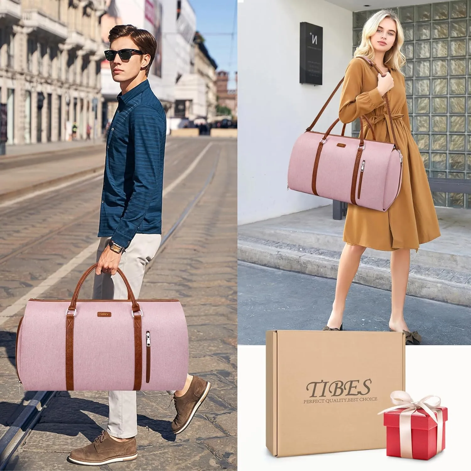 Convertible Garment Duffel Bag for Travel - Carry On Garment Bags With Toiletry Bag Large Weekender Bag for Men Women 2 in 1 Hanging Suitcase Suit Travel Duffel Overnight Bags 4pcs Set