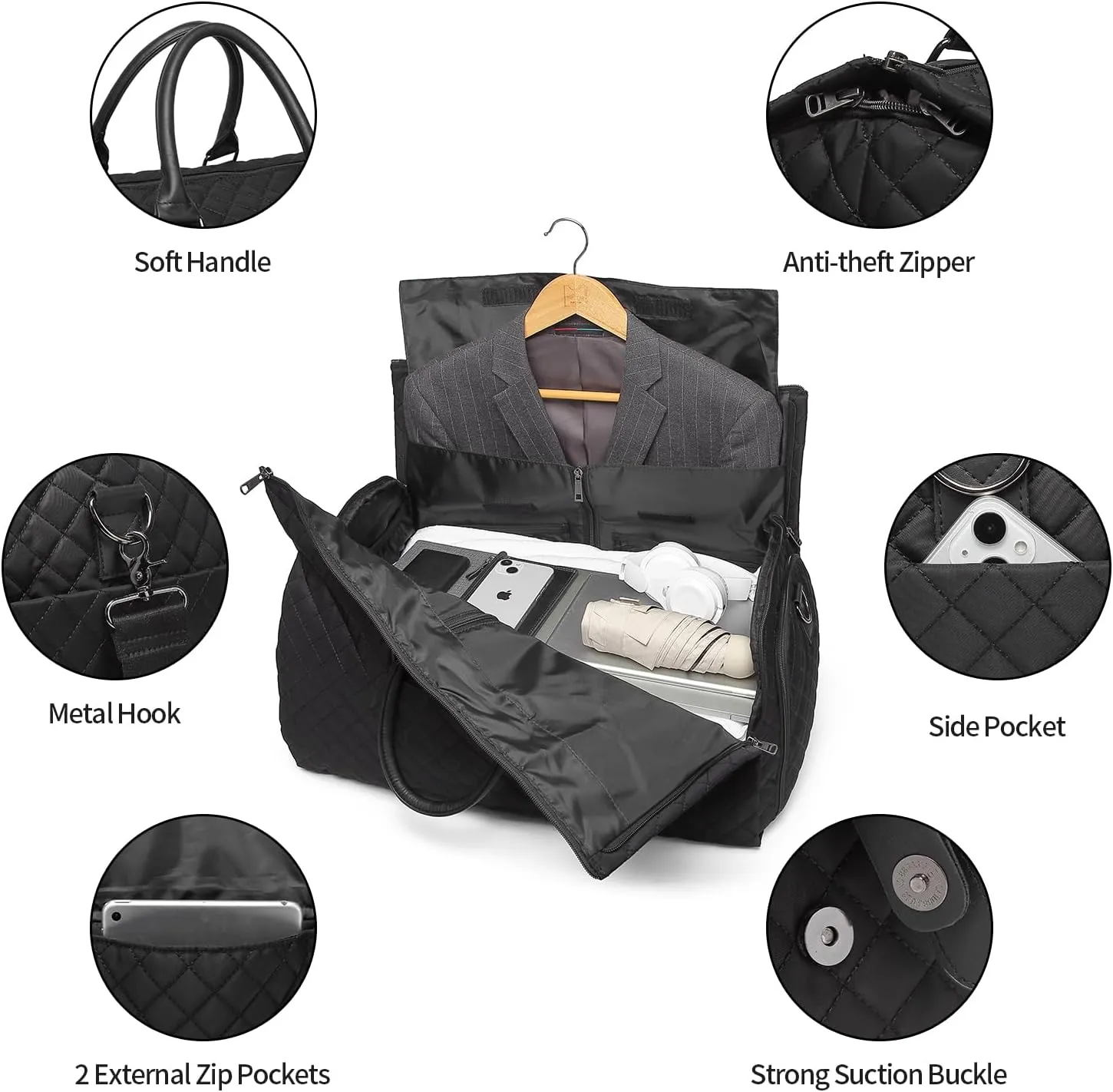 Convertible Garment Travel Bag,Overnight Bag Women Duffle Bag with Shoe Pouch 2 in 1 Hanging Cloting Suit Luggage