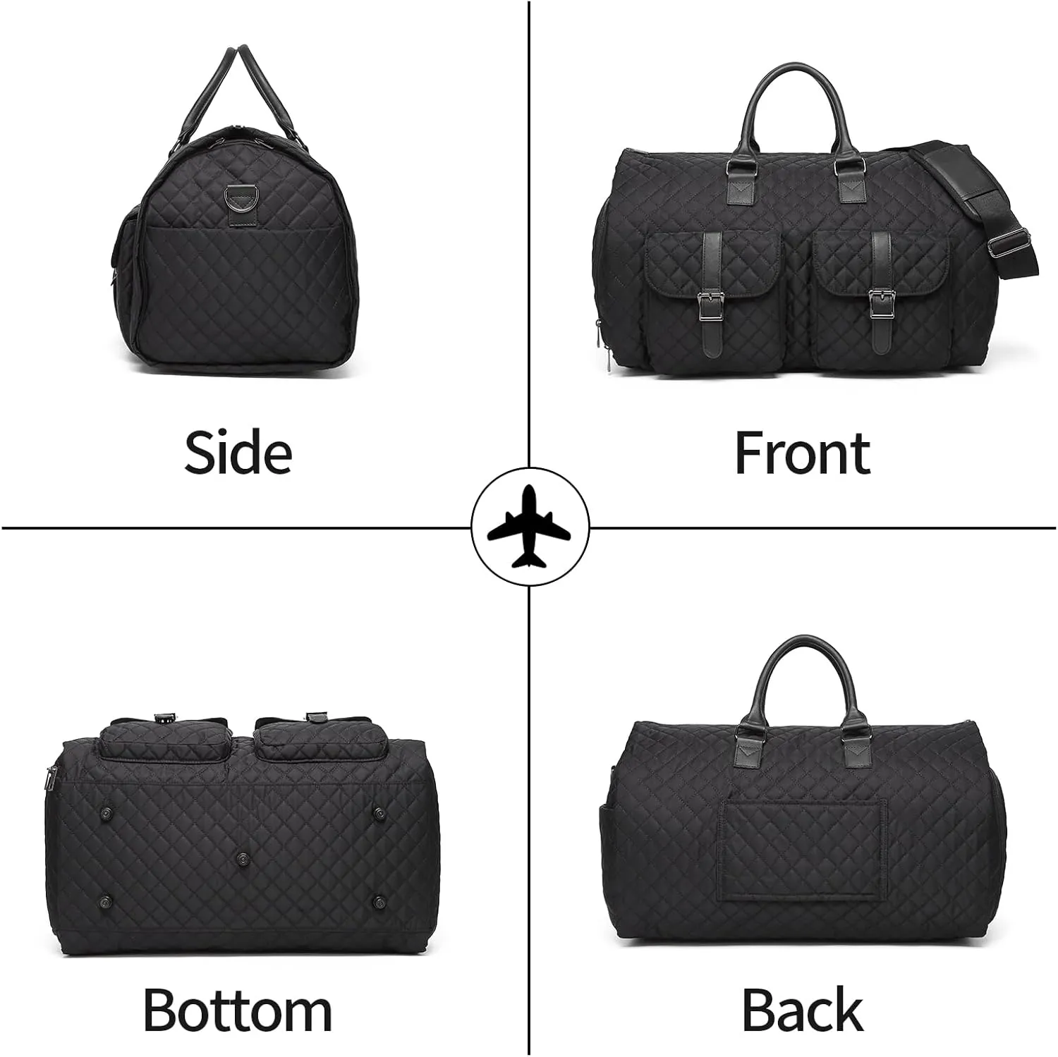 Convertible Garment Travel Bag,Overnight Bag Women Duffle Bag with Shoe Pouch 2 in 1 Hanging Cloting Suit Luggage