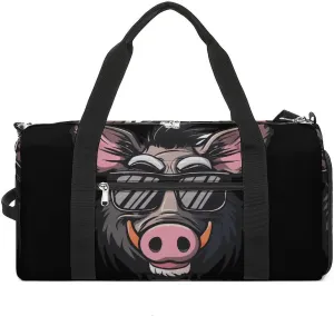 Cool Pigs Wild Boar with Glasses Pigs Gym Bag for Women Men Lightweight Duffel Bag Travel Tote Bag Sports Bag with Shoulder Strap