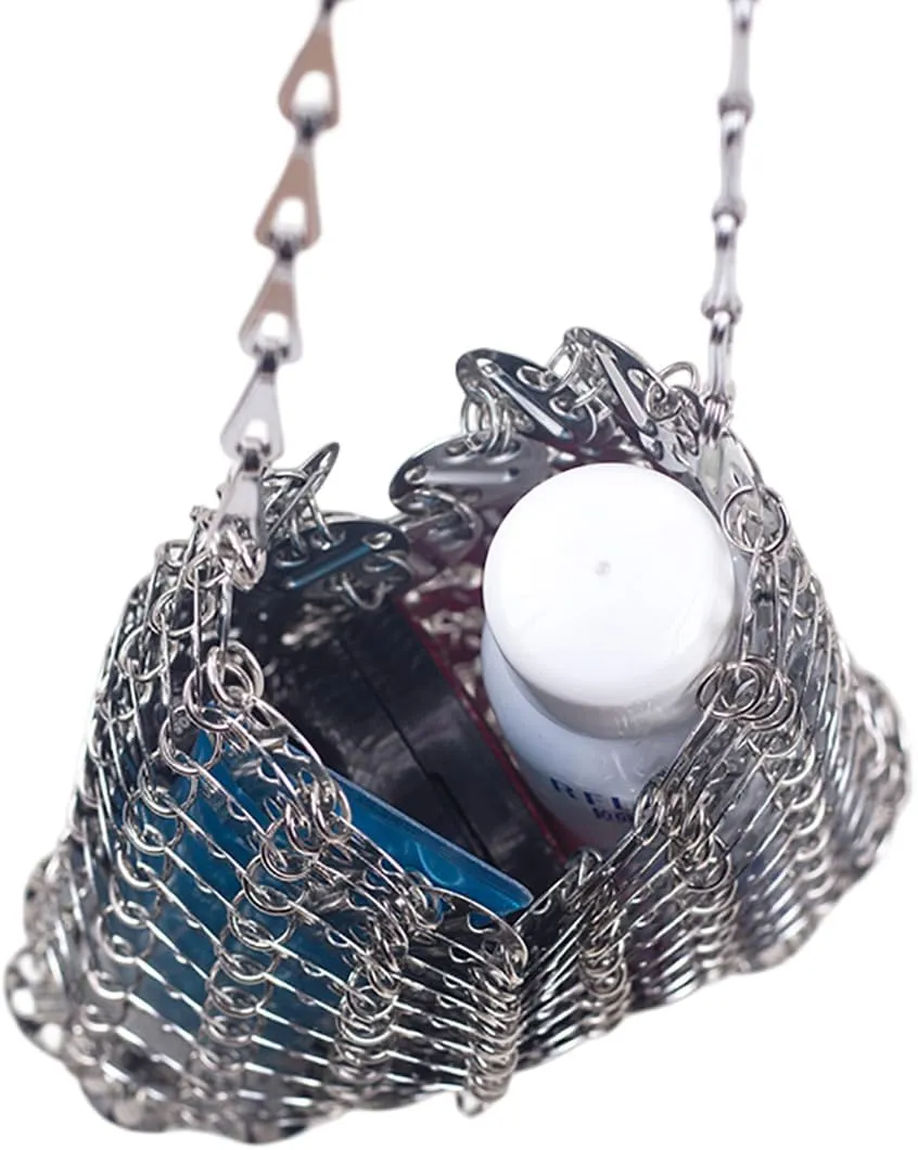 Cool Women Metallic Sequin Shoulder Bag Sparkly Evening Clutch Acrylic Handbag Hardware Chain for Prom Cocktail Party