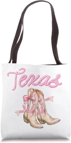 Coquette Texas Cowgirl Boots Tee Western Rodeo Aesthetic Tote Bag