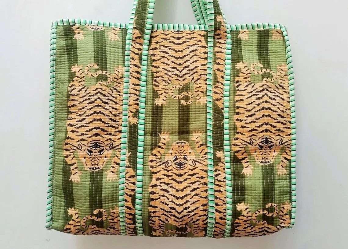 Craft Lovers Women Handblock Lightweight Travel Bag Purse Cotton Shoulder Tote Bag For Shopping Grocery & Beach Bag