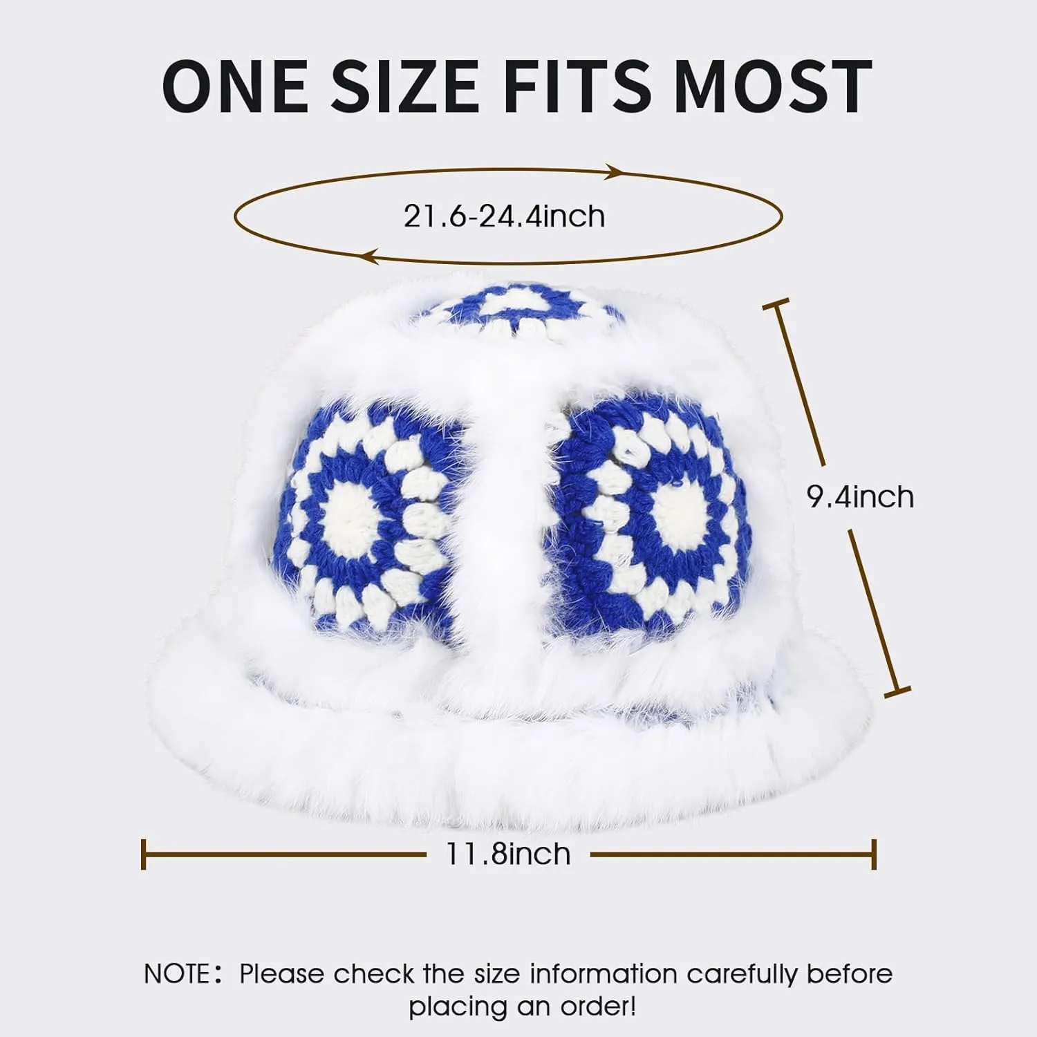 Crochet Bucket Hat for Women Knit Handmade Foldable Floppy Warm Cap Fashion Cute Fishing Hat Striped Floral Winter hat