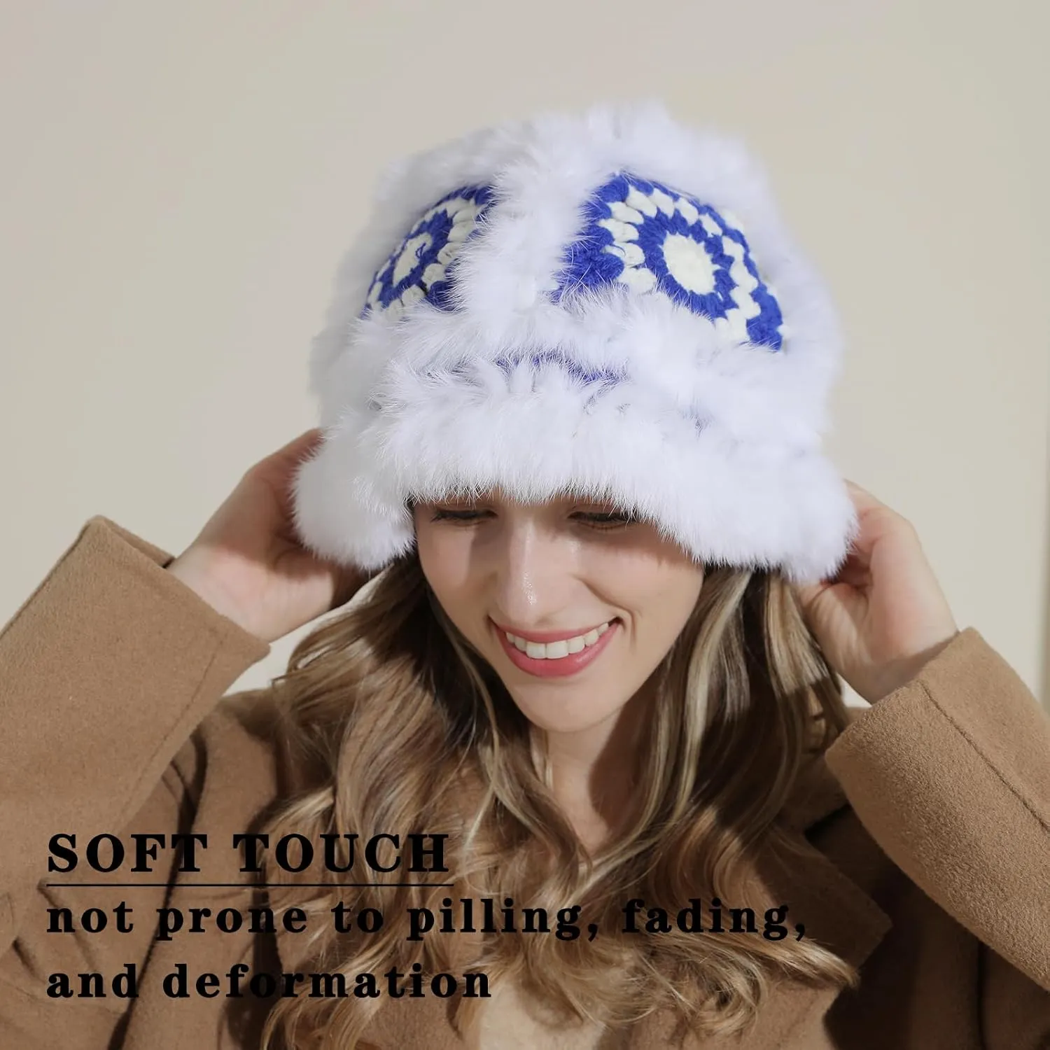 Crochet Bucket Hat for Women Knit Handmade Foldable Floppy Warm Cap Fashion Cute Fishing Hat Striped Floral Winter hat