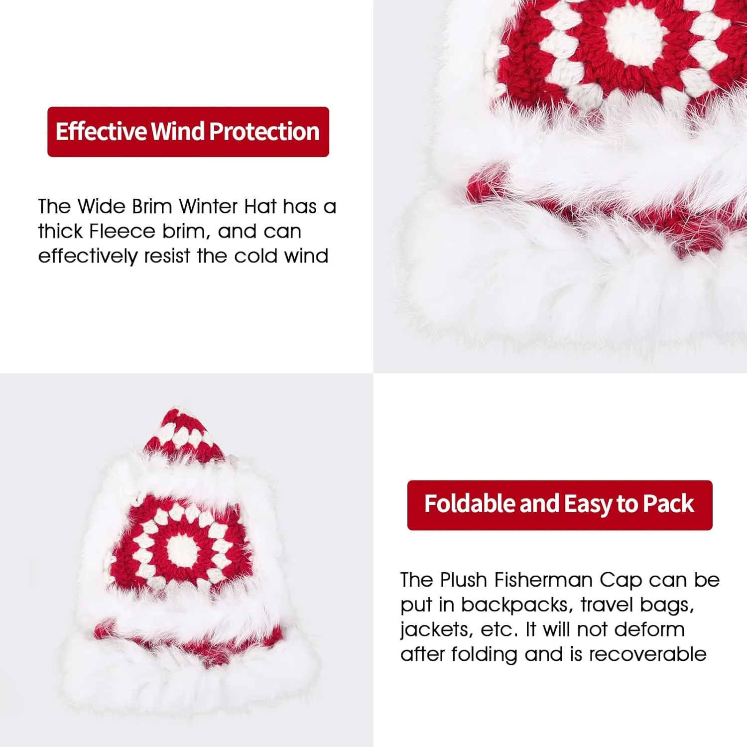 Crochet Bucket Hat for Women Knit Handmade Foldable Floppy Warm Cap Fashion Cute Fishing Hat Striped Floral Winter hat