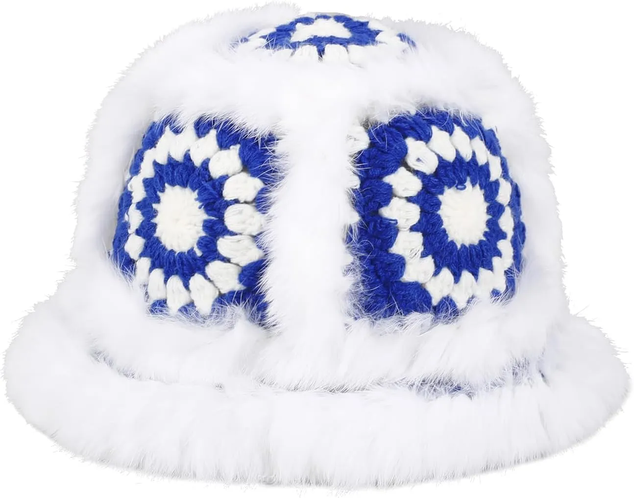 Crochet Bucket Hat for Women Knit Handmade Foldable Floppy Warm Cap Fashion Cute Fishing Hat Striped Floral Winter hat