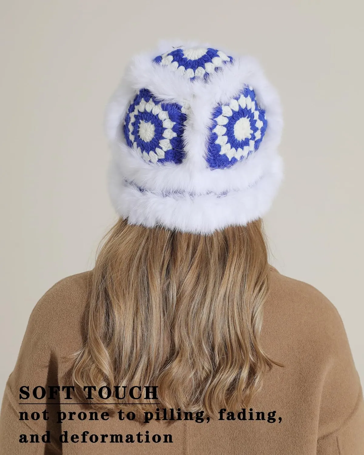 Crochet Bucket Hat for Women Knit Handmade Foldable Floppy Warm Cap Fashion Cute Fishing Hat Striped Floral Winter hat