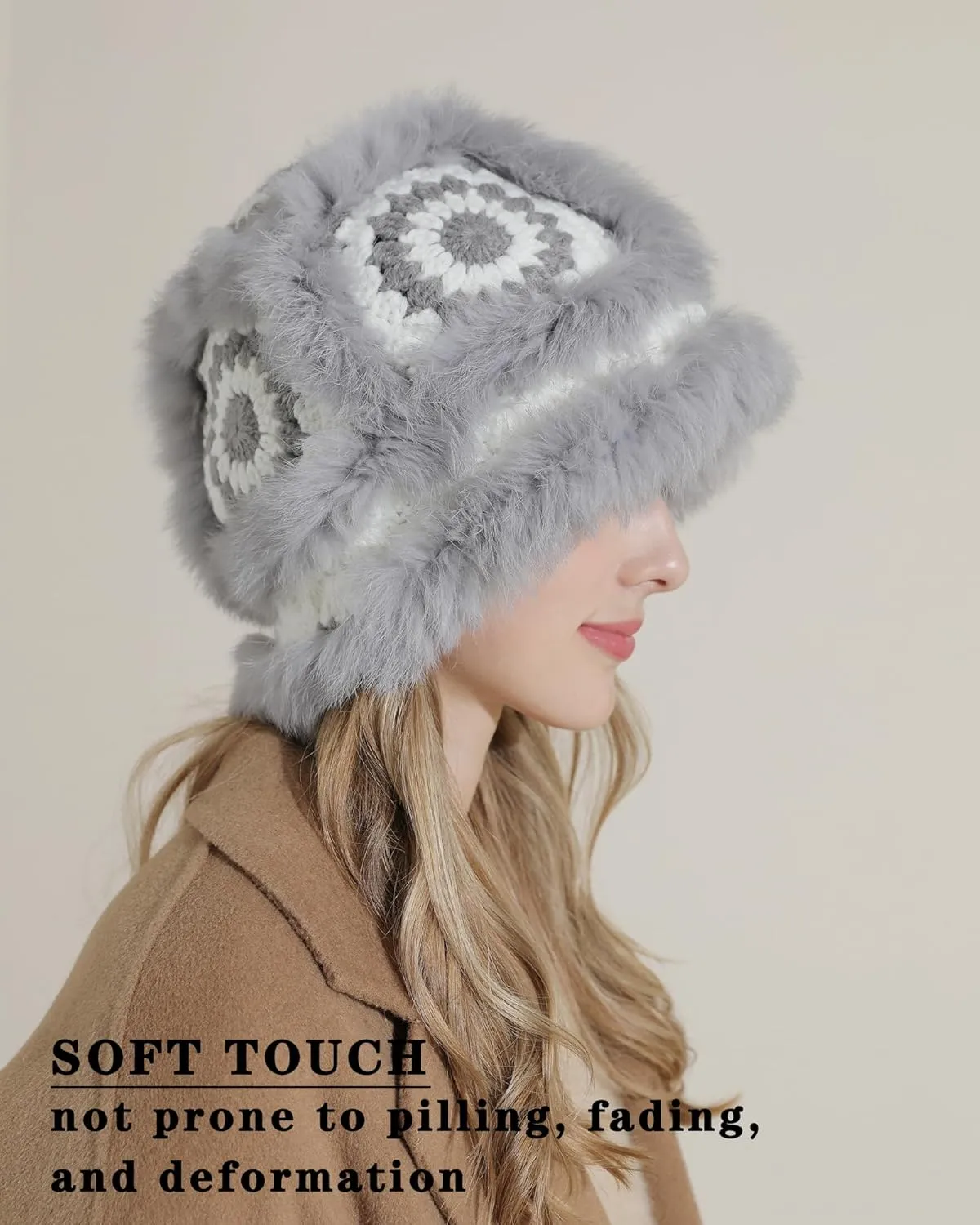 Crochet Bucket Hat for Women Knit Handmade Foldable Floppy Warm Cap Fashion Cute Fishing Hat Striped Floral Winter hat