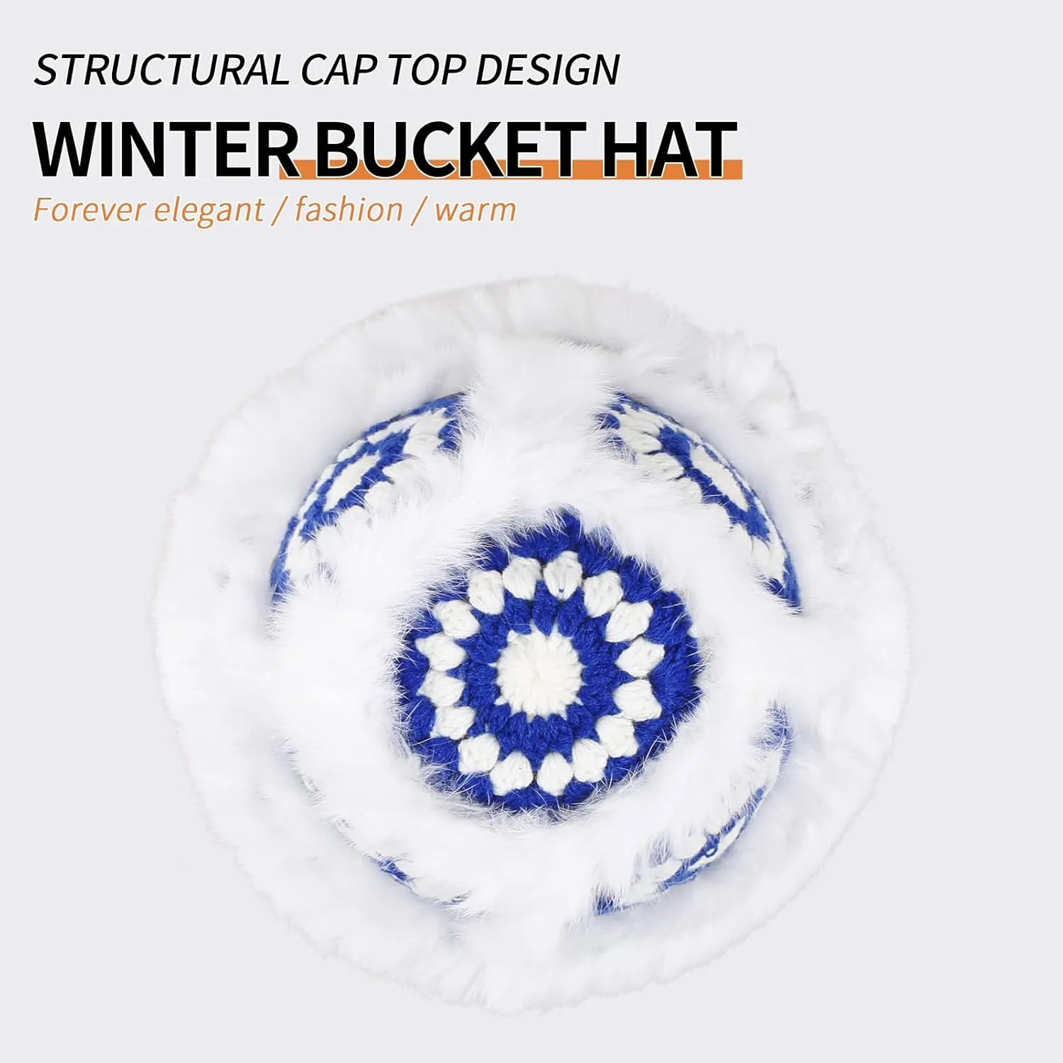 Crochet Bucket Hat for Women Knit Handmade Foldable Floppy Warm Cap Fashion Cute Fishing Hat Striped Floral Winter hat