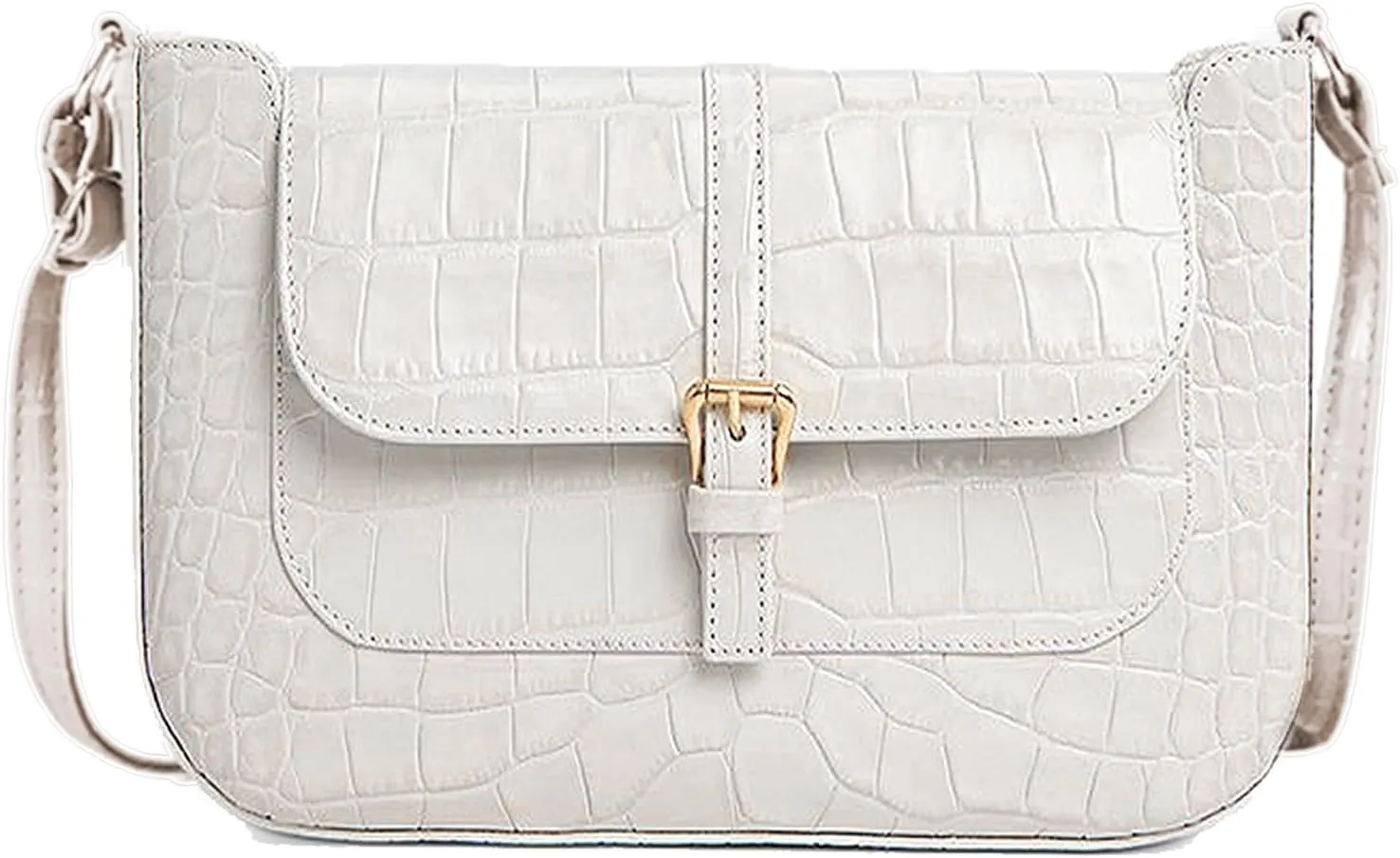 Crossbody Bag for Woman Croc Embossed PU Leather Flap Cross Body Purse Handbag with Zipper Closure