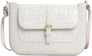 Crossbody Bag for Woman Croc Embossed PU Leather Flap Cross Body Purse Handbag with Zipper Closure