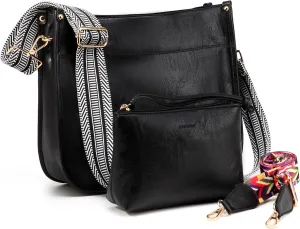 Crossbody Bag for Women Trendy - Vegan Leather Shoulder Purse, Medium Hobo Bag with 2 Strap