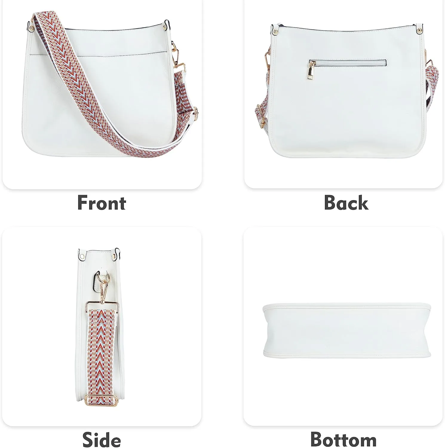 Crossbody Bag for Women Trendy - Vegan Leather Shoulder Purse, Medium Hobo Bag with 2 Strap