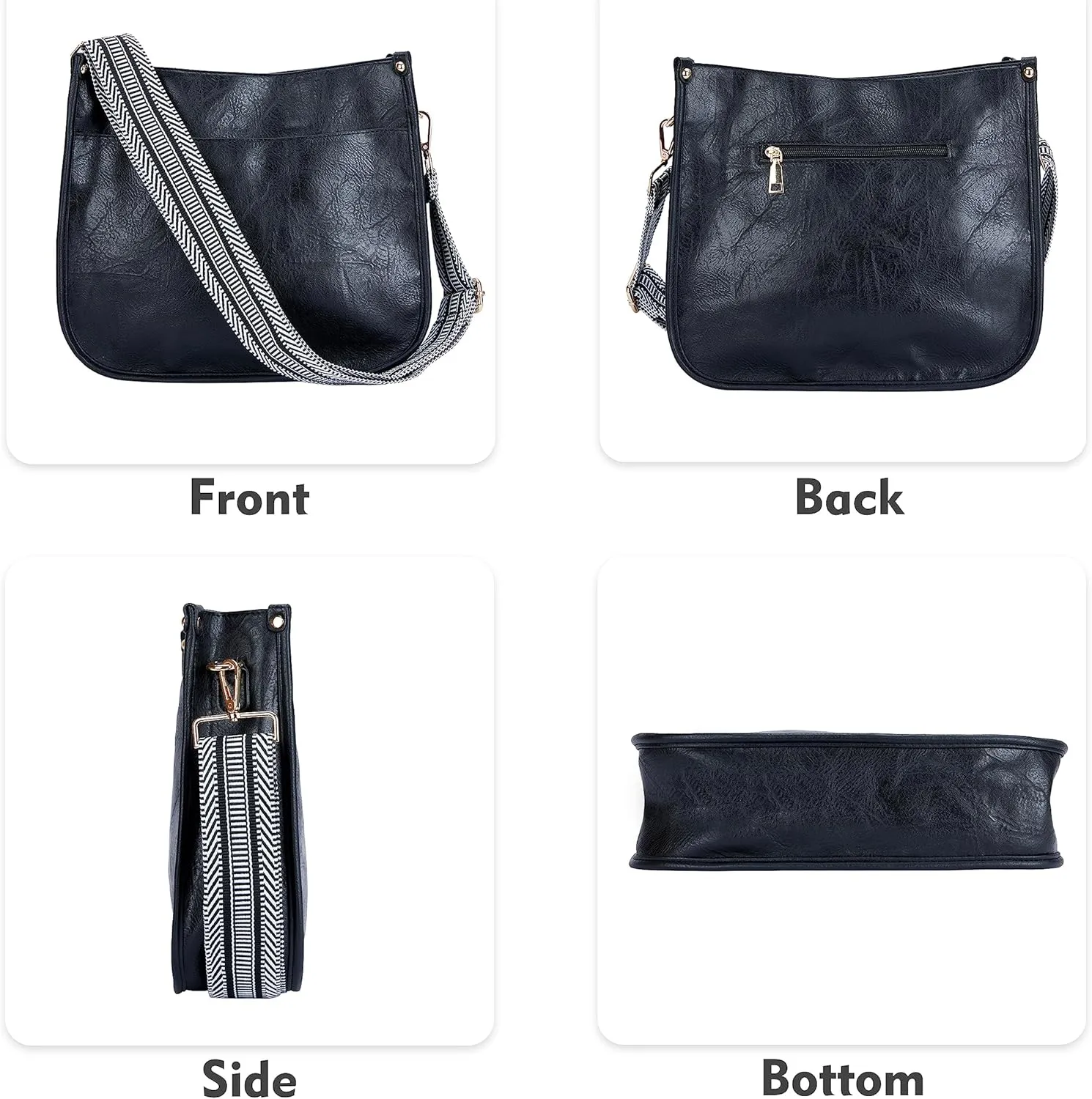 Crossbody Bag for Women Trendy - Vegan Leather Shoulder Purse, Medium Hobo Bag with 2 Strap