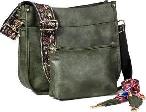 Crossbody Bag for Women Trendy - Vegan Leather Shoulder Purse, Medium Hobo Bag with 2 Strap