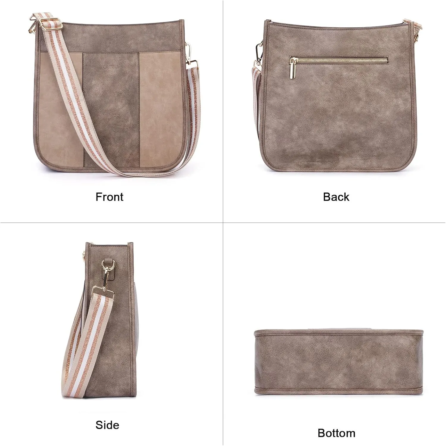 Crossbody Bag Women Vegan Leather Hobo Handbag Trendy Crossbody Shoulder Bag Purses For Women with 2 Adjustable Strap