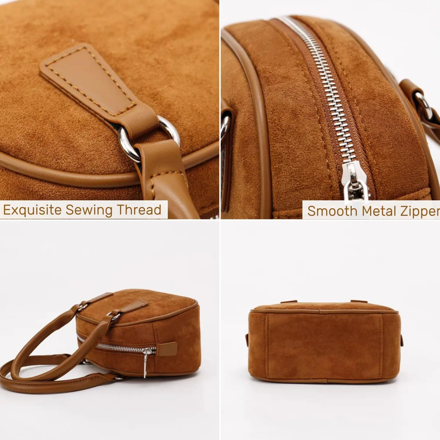 Crossbody Bags for Women Classic Suede Boston Bags Trendy Clutch Purse Shoulder Handbags with Adjustable Strap