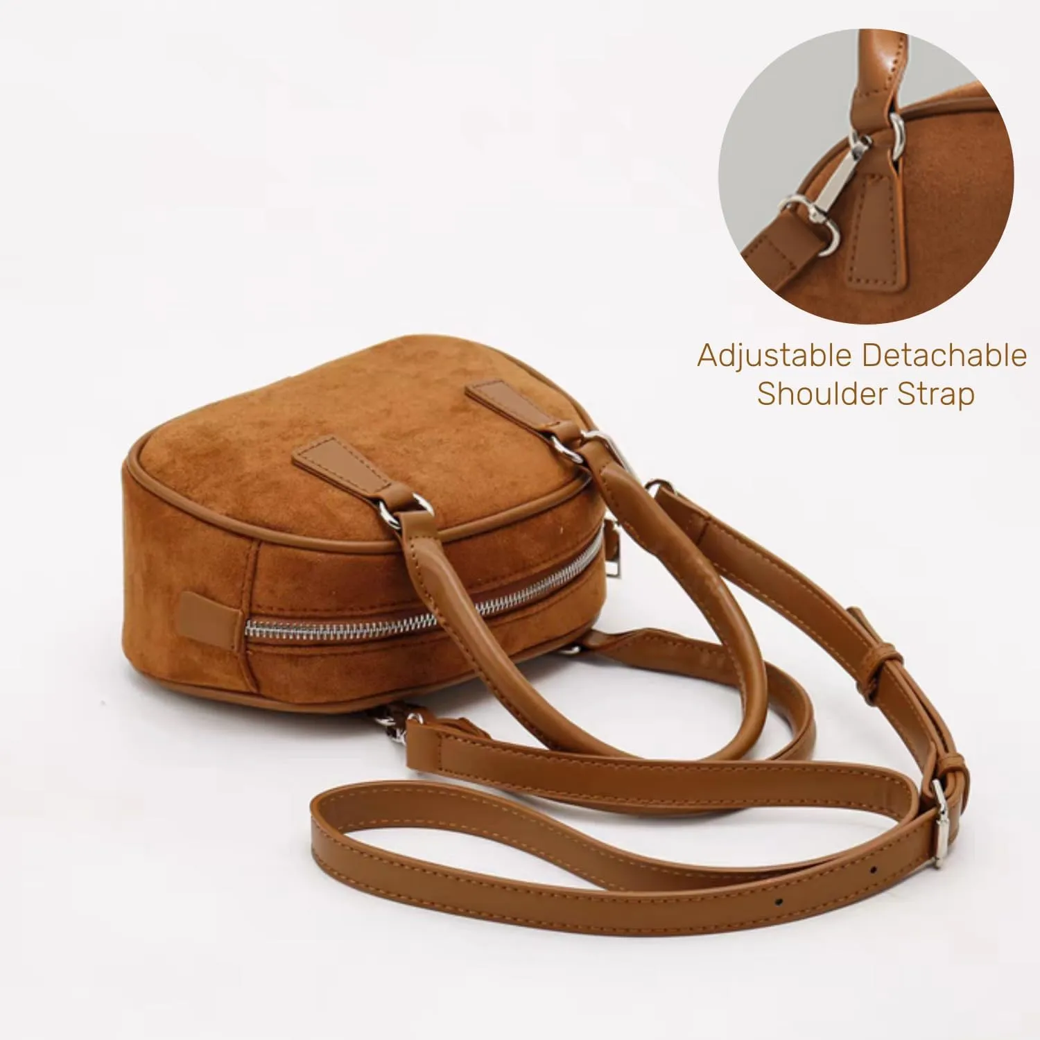Crossbody Bags for Women Classic Suede Boston Bags Trendy Clutch Purse Shoulder Handbags with Adjustable Strap