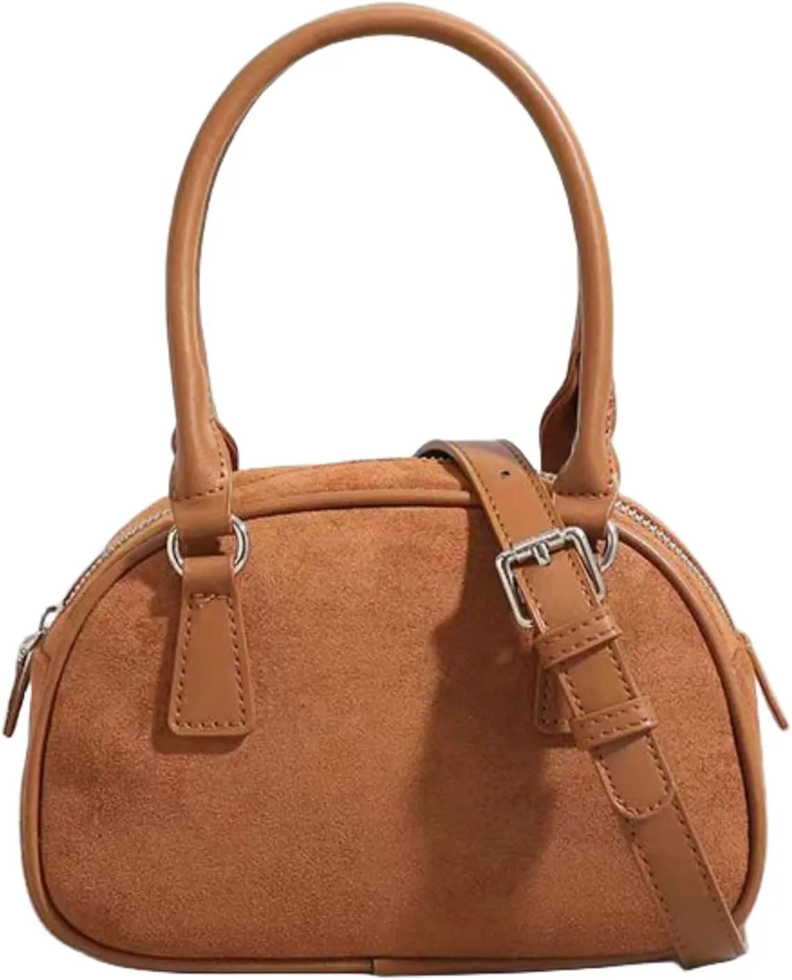 Crossbody Bags for Women Classic Suede Boston Bags Trendy Clutch Purse Shoulder Handbags with Adjustable Strap