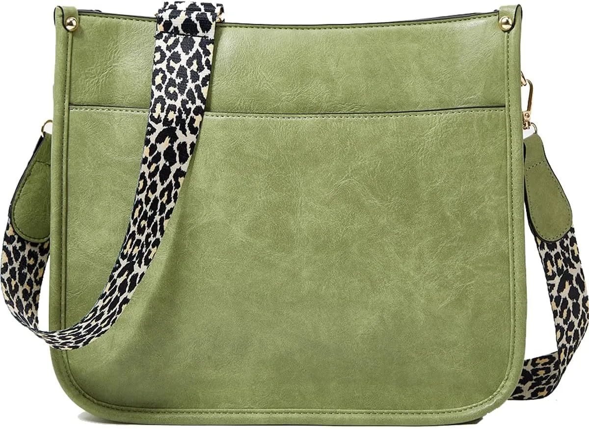 Crossbody Bags for Women Designer Leather Hobo Handbags With 2 Adjustable Leopard Guitar Strap Shoulder Bucket Bags