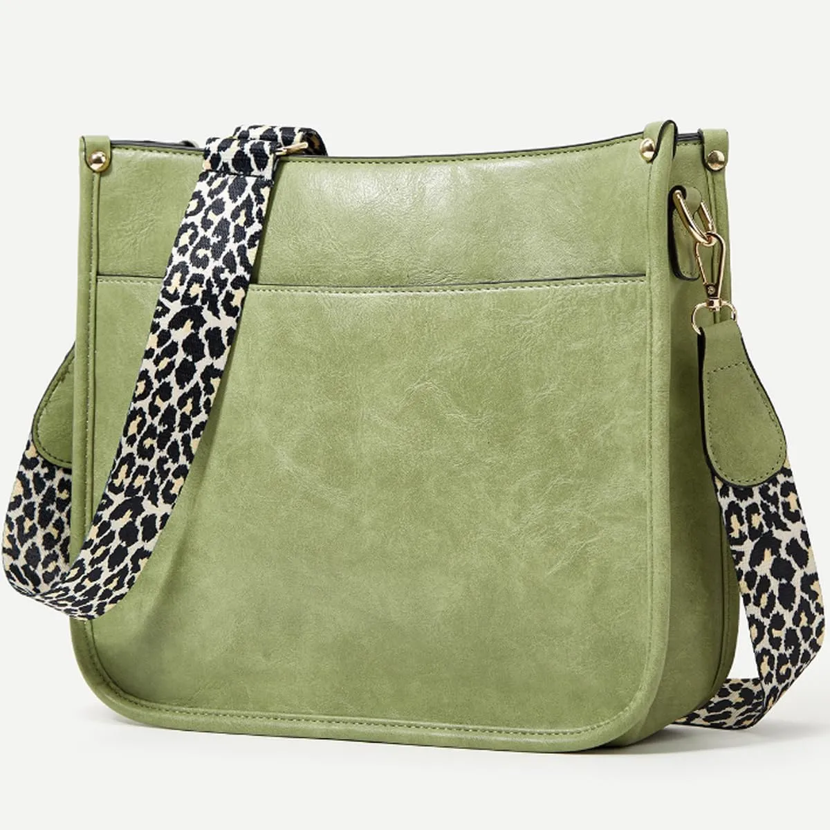 Crossbody Bags for Women Designer Leather Hobo Handbags With 2 Adjustable Leopard Guitar Strap Shoulder Bucket Bags