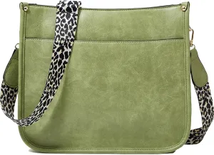 Crossbody Bags for Women Designer Leather Hobo Handbags With 2 Adjustable Leopard Guitar Strap Shoulder Bucket Bags