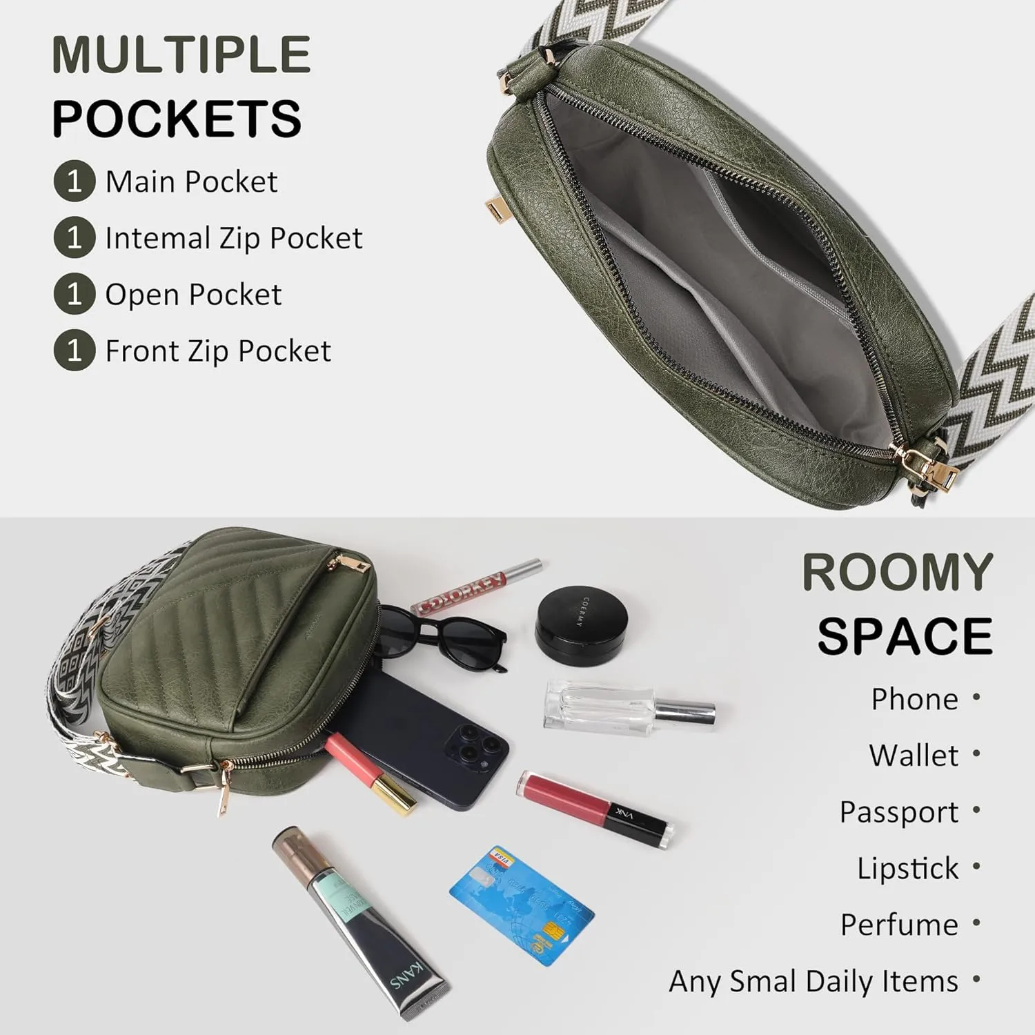Crossbody Bags for Women Purses for Women Vegan Leather crossbody purse Handbags with Ajustable Strap