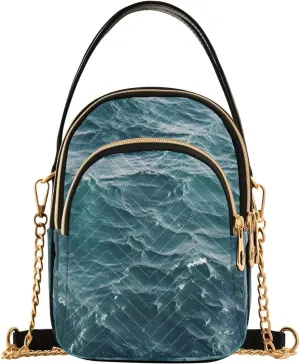 Crossbody Bags for Women Sea Water Waves Women's Crossbody Handbags Leather Purses Shoulder bag