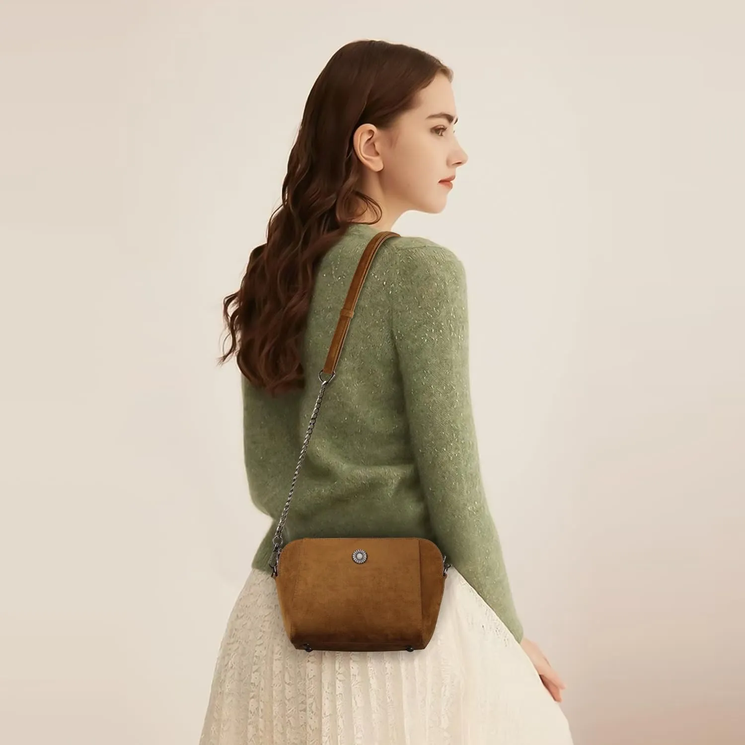 Crossbody Bags for Women Trendy Faux Suede Cross Body Purses Handbags Retro Soft Cell Phone Shoulder Tote Bags