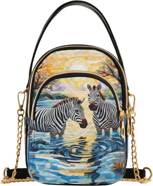 Crossbody Bags for Women Zebra Block Diagram Women's Crossbody Handbags Leather Purses Shoulder bag