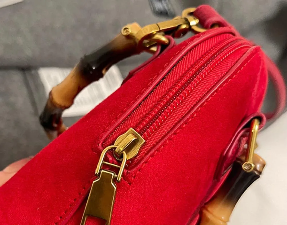 Crossbody Bags Handbags Women 2025 Trendy Spring Bamboo Handle Purse Suede Shoulder Bags Satchel Tote Holiday Travel